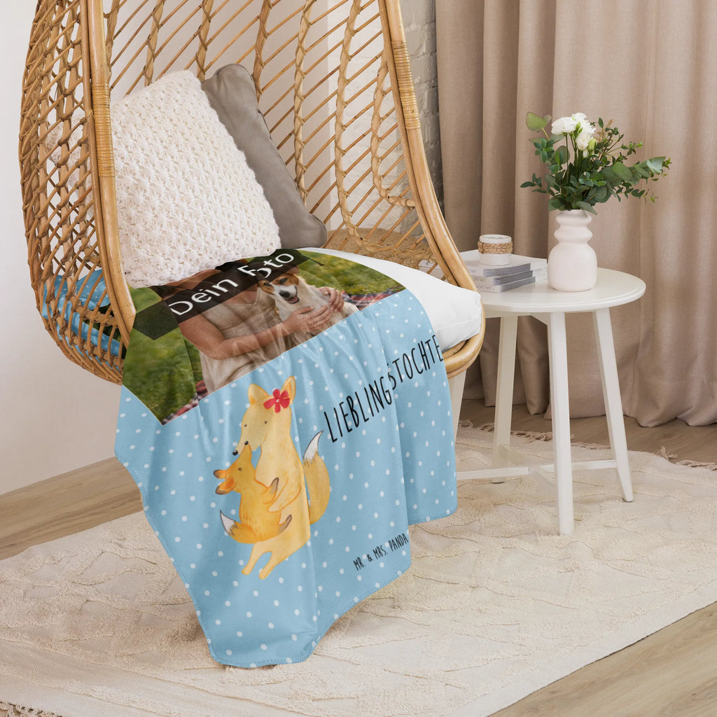 Sherpa Photo Cuddle Blanket Fox mummy Foto Kuscheldecke, Familie, Vatertag, Muttertag, Bruder, Schwester, Mama, Papa, Oma, Opa, Beste Tochter, Lieblingstochter, Mutter, Geschenk, Tochter