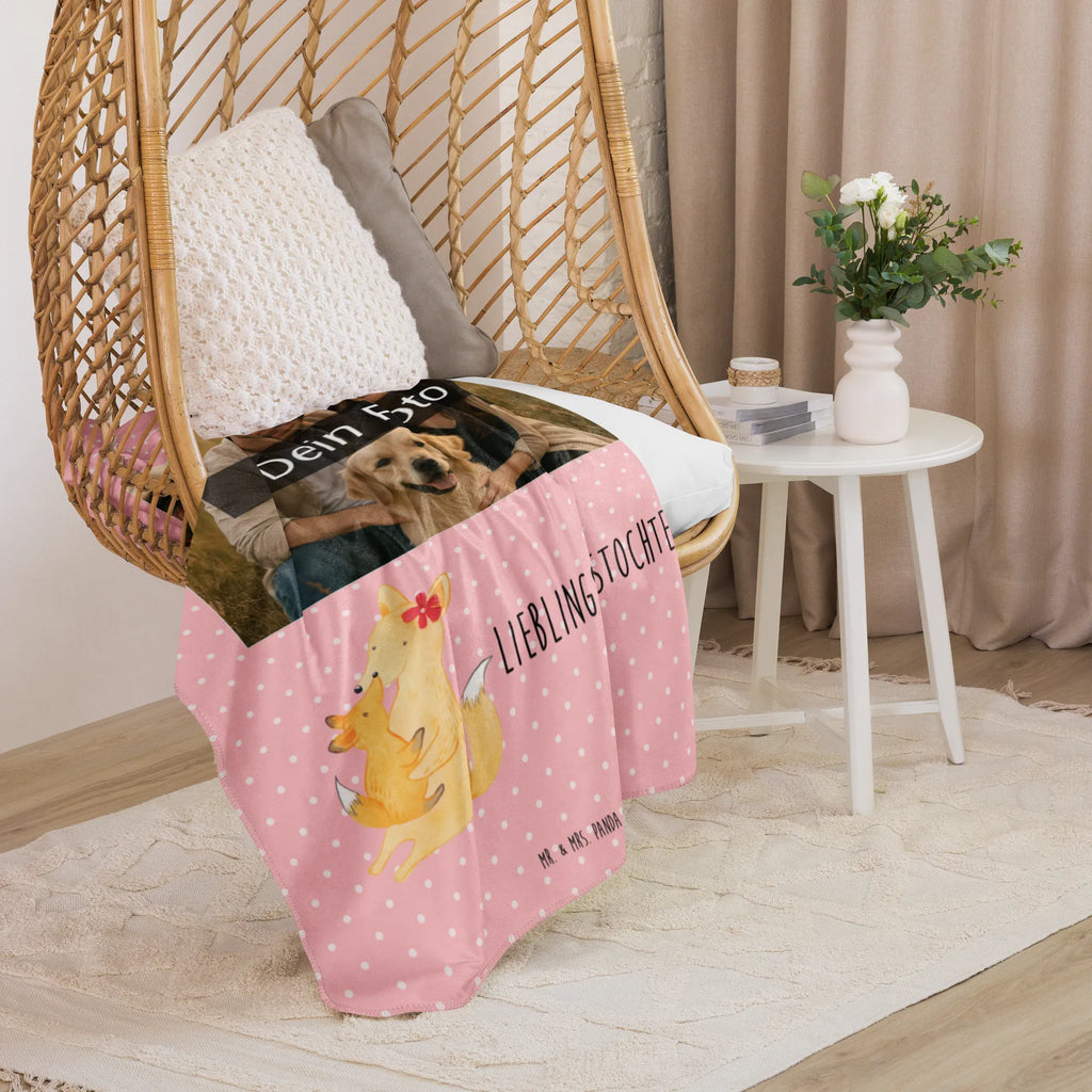 Sherpa Photo Cuddle Blanket Fox mummy Foto Kuscheldecke, Familie, Vatertag, Muttertag, Bruder, Schwester, Mama, Papa, Oma, Opa, Beste Tochter, Lieblingstochter, Mutter, Geschenk, Tochter