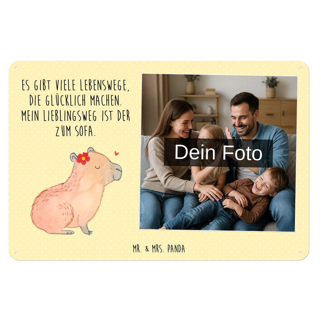 Personalized Photo Metal Sign Capybara flower small animals, cute, funny, cute animal motives, hand drawn, small world, funny sayings, good mood, happy, gifts, gift ideas, special gifts, animal lover, card