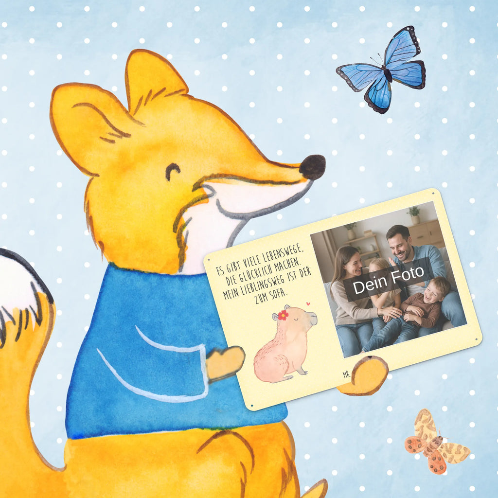 Personalized Photo Metal Sign Capybara flower small animals, cute, funny, cute animal motives, hand drawn, small world, funny sayings, good mood, happy, gifts, gift ideas, special gifts, animal lover, card