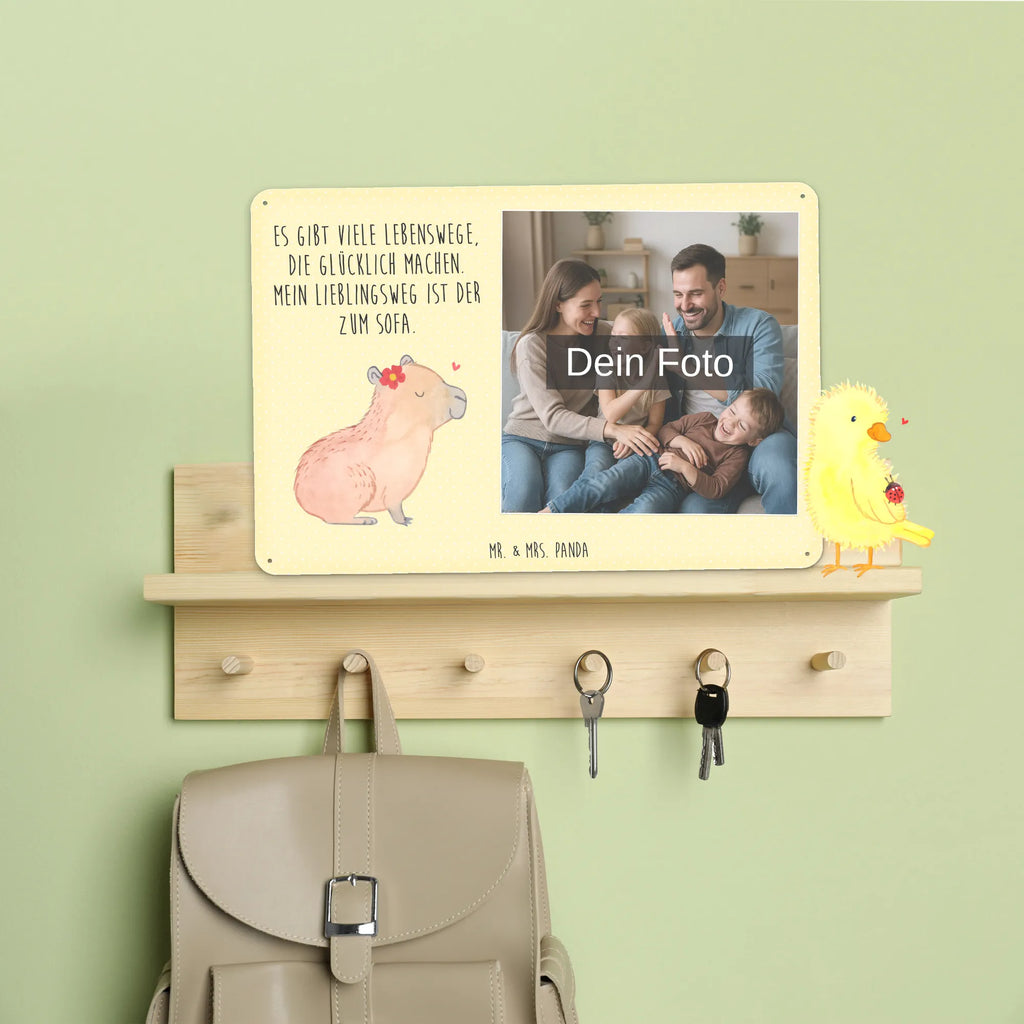 Personalized Photo Metal Sign Capybara flower small animals, cute, funny, cute animal motives, hand drawn, small world, funny sayings, good mood, happy, gifts, gift ideas, special gifts, animal lover, card