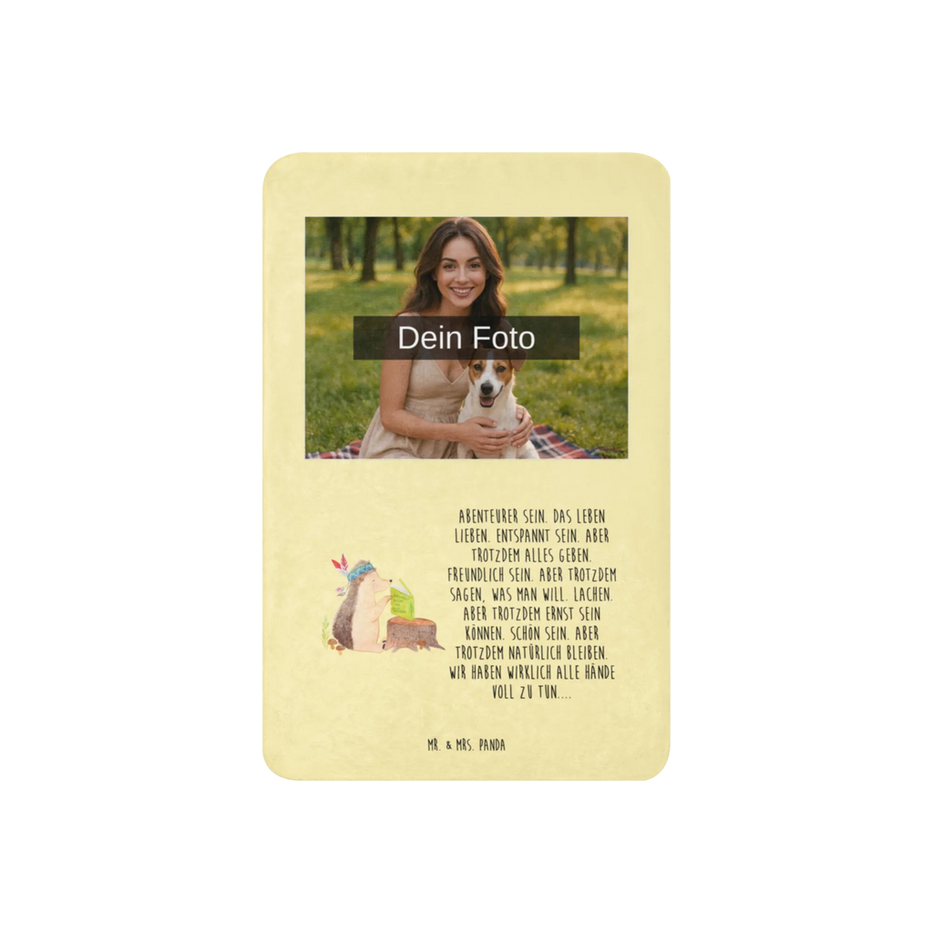 Sherpa Photo Cuddle Blanket Hedgehog feather headdress Foto Kuscheldecke, Waldtiere, Tiere, Igel, Indianer, Camping, Lagerfeuer, Abenteuer