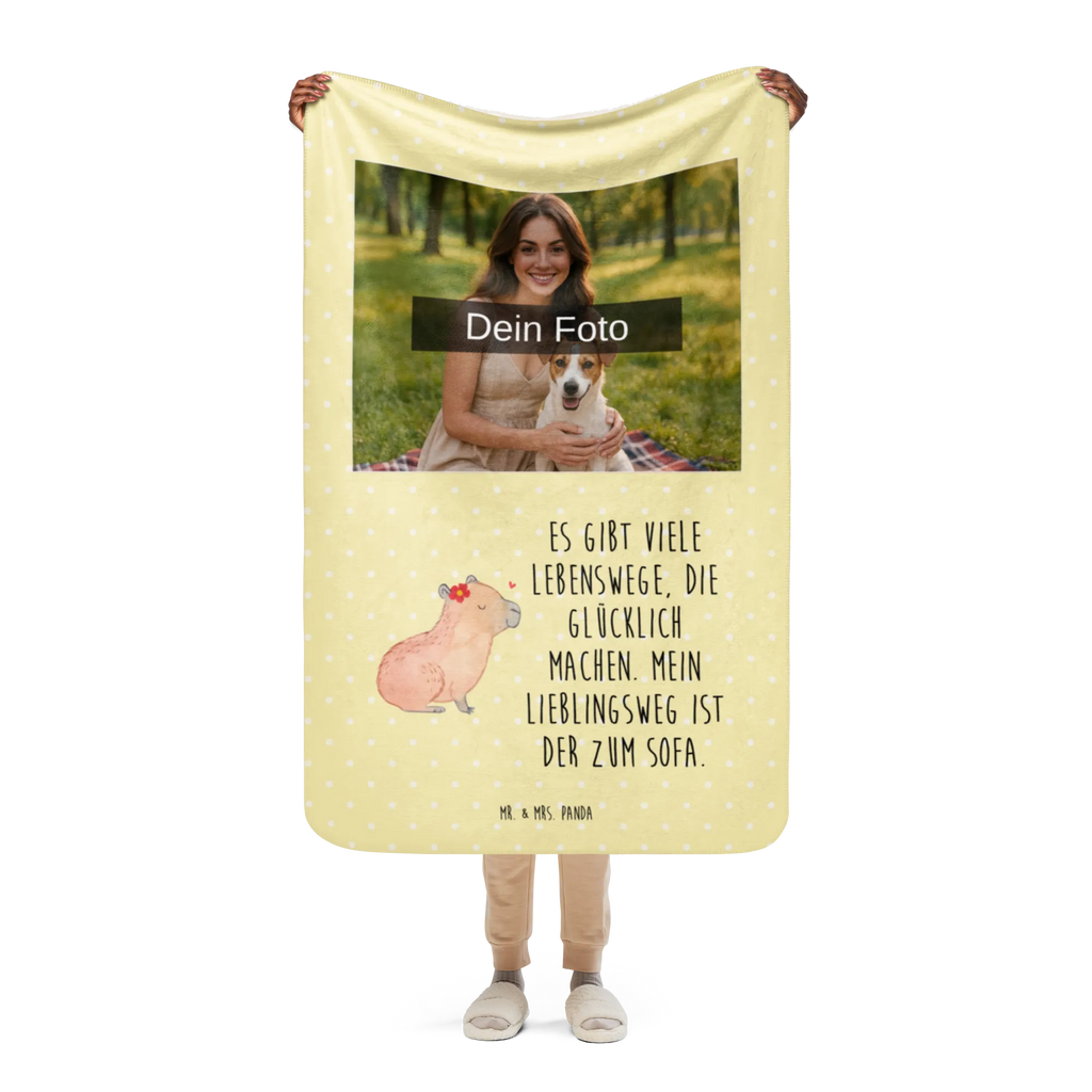 Sherpa Photo Cuddle Blanket Capybara flower Foto Kuscheldecke, Tiermotive, Gute Laune, lustige Sprüche, Tiere, Capybara