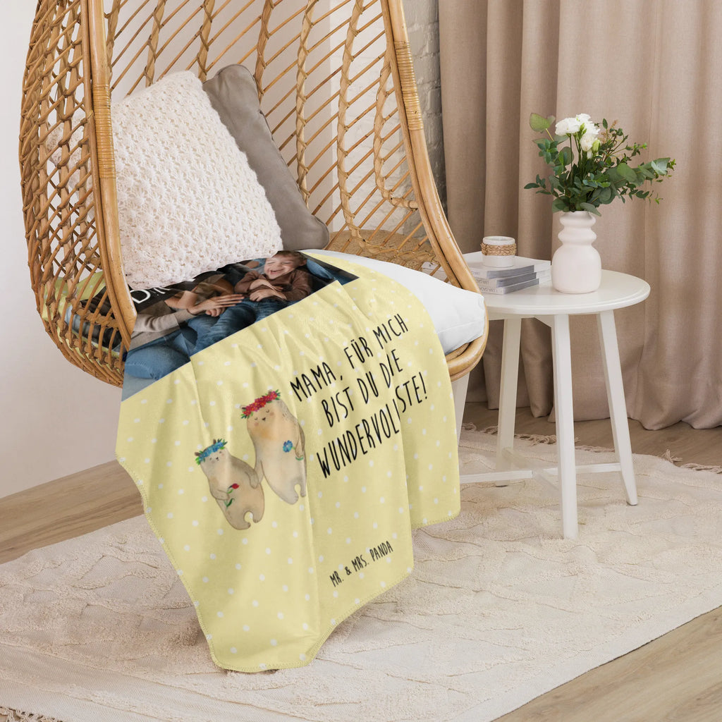 Sherpa Photo Cuddle Blanket Bears with flower crown Foto Kuscheldecke, Familie, Vatertag, Muttertag, Bruder, Schwester, Mama, Papa, Oma, Opa, Bären, Tochter, Vorbild, Kind, Kinder, weltbeste Mama, Mami, Bär, Geschenk Mama. Muttertag, Lieblingsmama, Mutter, Lieblingsmensch, Family, Mutti, beste Mutter, Töchter