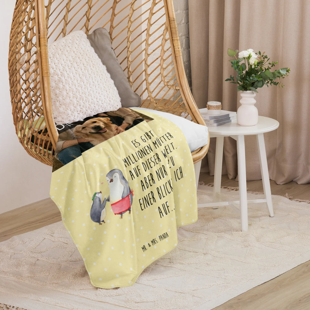 Sherpa Photo Cuddle Blanket Penguin with child Family, Father's Day, Mother's Day, brother, sister, Mom, Dad, Birthday, Mummy, Mommy, Mother, Gift