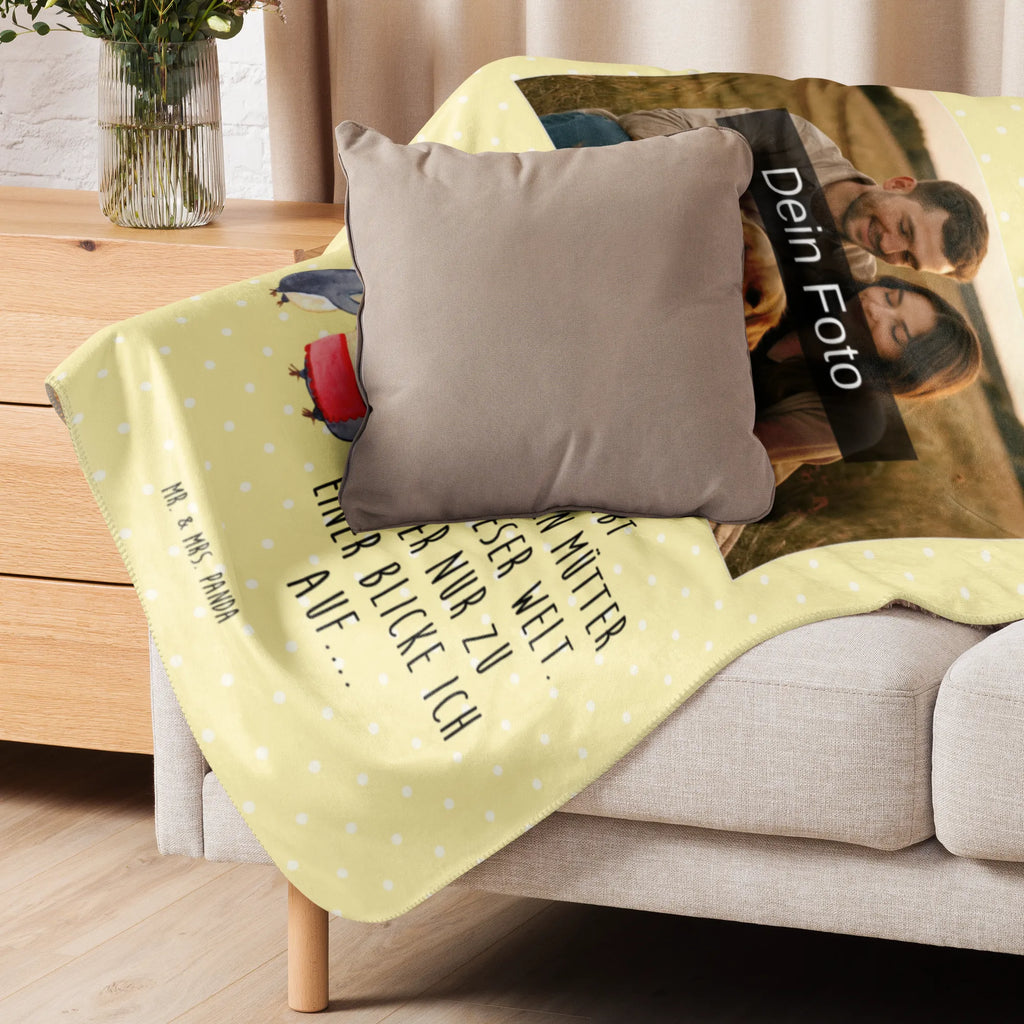 Sherpa Photo Cuddle Blanket Penguin with child Family, Father's Day, Mother's Day, brother, sister, Mom, Dad, Birthday, Mummy, Mommy, Mother, Gift