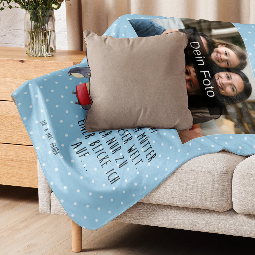 Sherpa Photo Cuddle Blanket Penguin with child Family, Father's Day, Mother's Day, brother, sister, Mom, Dad, Birthday, Mummy, Mommy, Mother, Gift