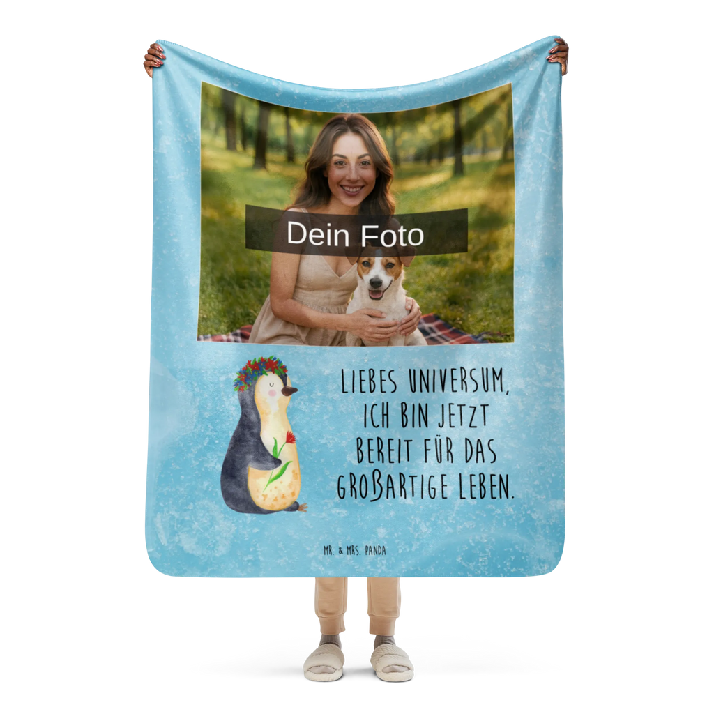 Sherpa Photo Cuddle Blanket Penguin Flower Penguin, North Pole, Winter, Penguins, lovesickness, love of life, wreath of flowers, motivation, life, goals, penguins, wishes, universe, gift idea, goals in life