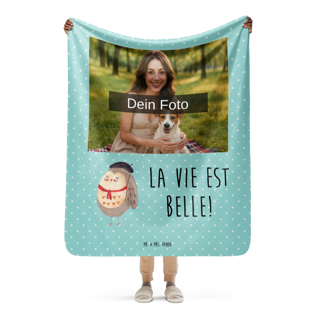 Sherpa Foto Kuscheldecke Eule Frankreich Foto Kuscheldecke, Eule, Eule Deko, das Leben ist schön, Spruch schön, hibou, Eulen, Spruch Französisch, La vie est belle, Frankreich, Owl