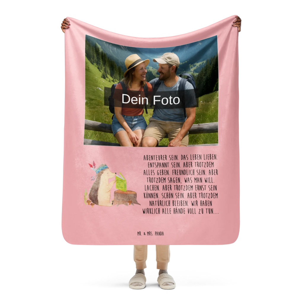 Sherpa Photo Cuddle Blanket Hedgehog feather headdress Foto Kuscheldecke, Waldtiere, Tiere, Igel, Indianer, Camping, Lagerfeuer, Abenteuer