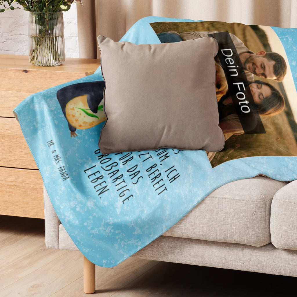 Sherpa Photo Cuddle Blanket Penguin Flower Penguin, North Pole, Winter, Penguins, lovesickness, love of life, wreath of flowers, motivation, life, goals, penguins, wishes, universe, gift idea, goals in life