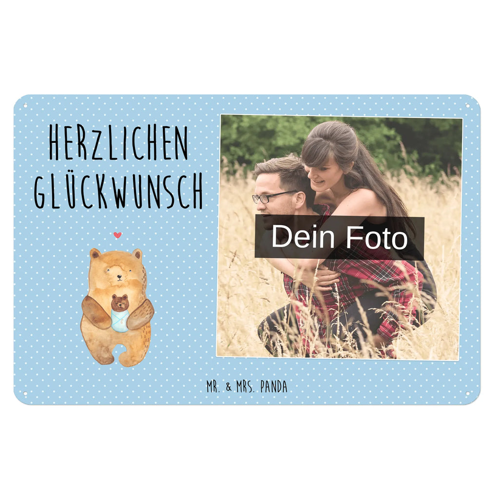 Personalized Photo Metal Sign bear infant bear, teddy, teddy bear, cuddly toy, grandchild, baby, congratulations, baptized child, mother, baptism, birth, birthday, parents, nephew, niece, grandson