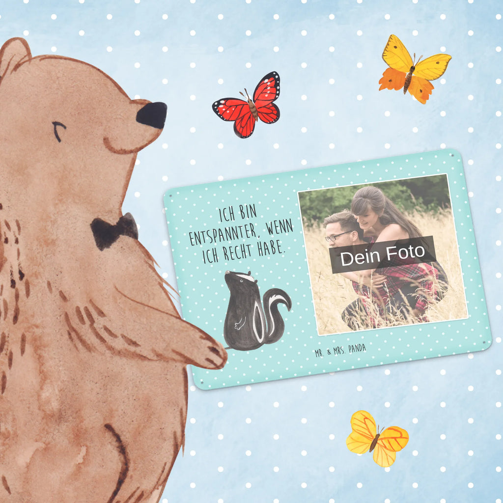 Personalized Photo Metal Sign skunk Sit Skunk, predator, slogan, stinky, office, wild animal, know-it-all, stinker, skunk, law