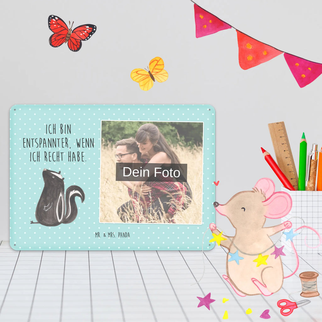 Personalized Photo Metal Sign skunk Sit Skunk, predator, slogan, stinky, office, wild animal, know-it-all, stinker, skunk, law