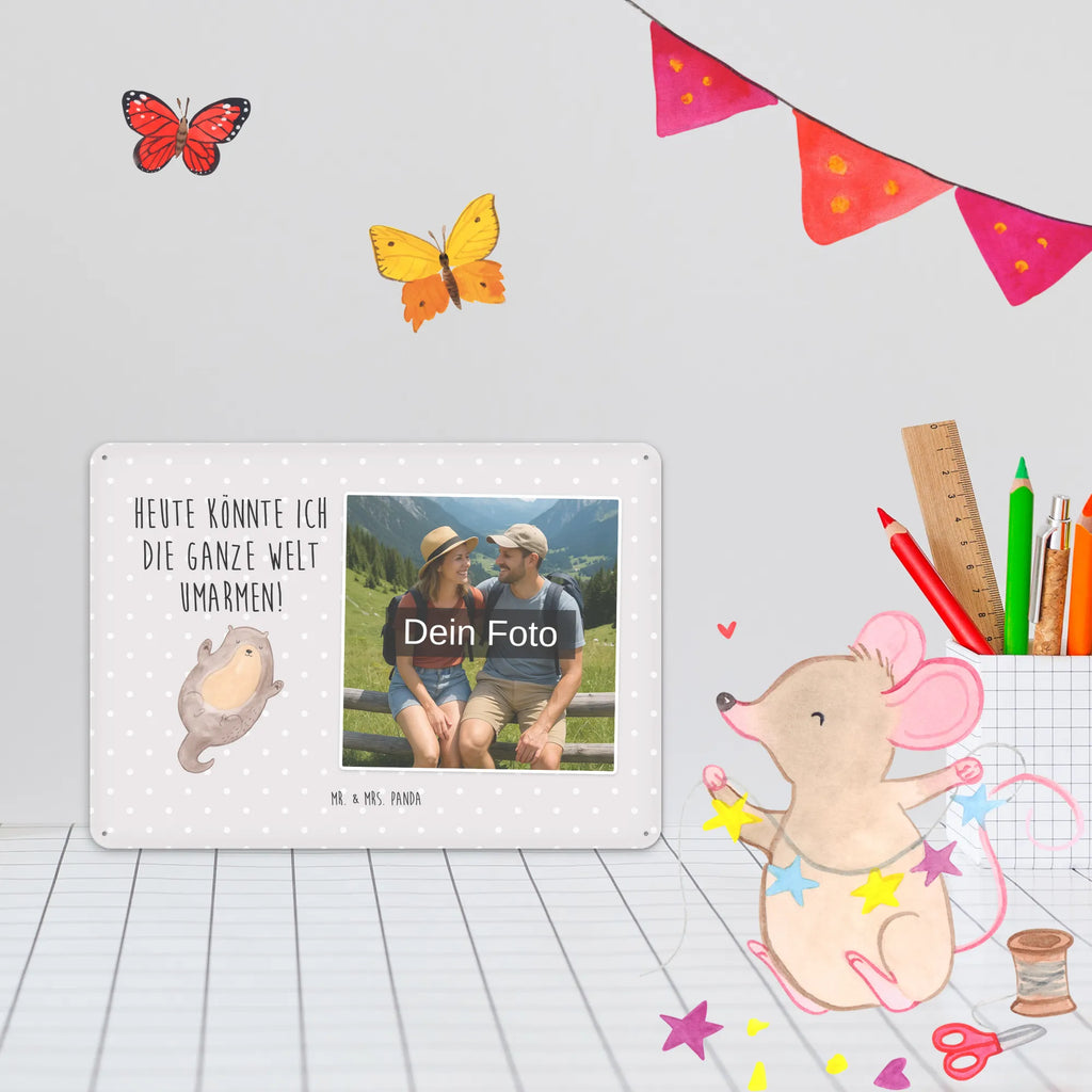 Personalized Photo Metal Sign otter Embrace otter, marten, sea otter, European otter, water mammal, aquatic animal, baby otter, predator, water, otter gifts, animal lover, gift ideas for animal lovers, animal, mammal, water animal, gifts for people in love, Otter Sea Otter Lake Otter