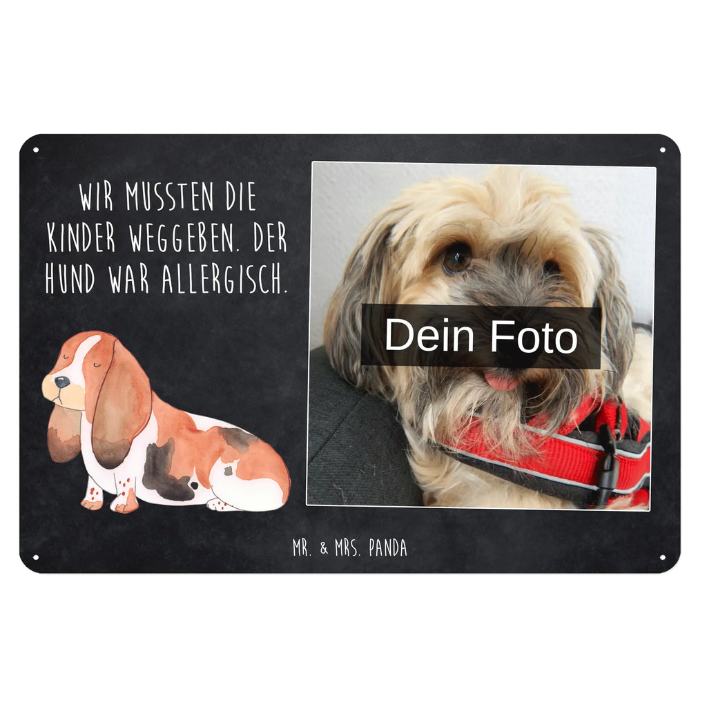 Spersonalizowany metalowy szyld ze zdjęciem pies Basset Hound Pies, motyw psa, zwierzę domowe, rasa psa, miłośnik zwierząt, właściciel psa, powiedzenia
