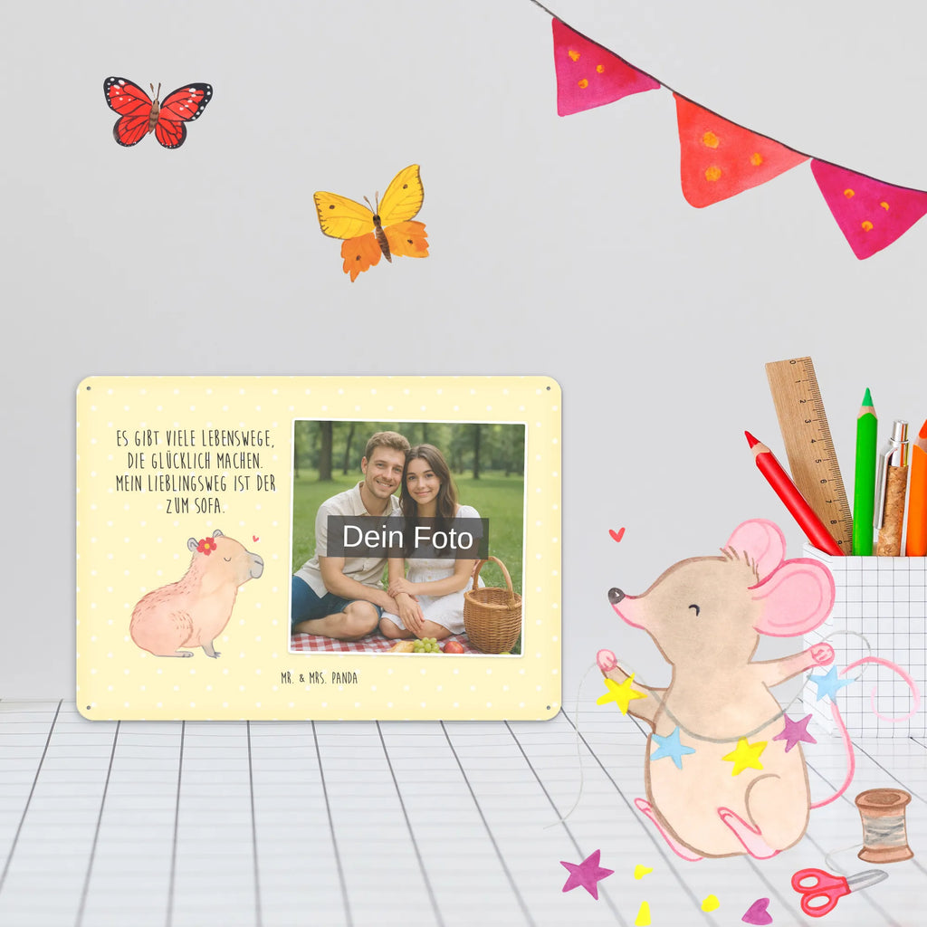 Personalized Photo Metal Sign Capybara flower small animals, cute, funny, cute animal motives, hand drawn, small world, funny sayings, good mood, happy, gifts, gift ideas, special gifts, animal lover, card