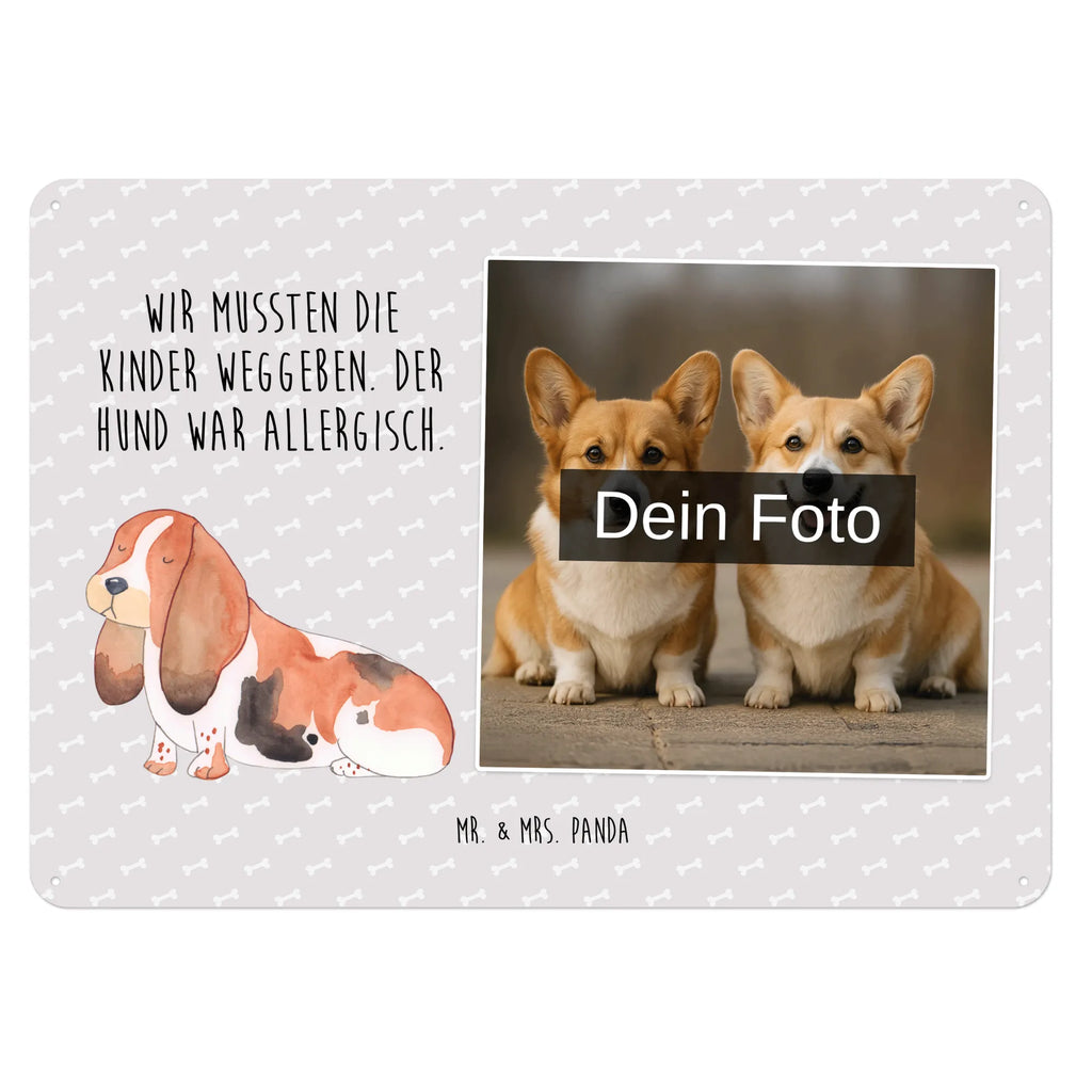 Spersonalizowany metalowy szyld ze zdjęciem pies Basset Hound Pies, motyw psa, zwierzę domowe, rasa psa, miłośnik zwierząt, właściciel psa, powiedzenia