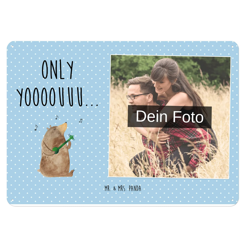 Spersonalizowany metalowy szyld ze zdjęciem niedźwiedź Gitara Niedźwiedź, Miś, Pluszowy miś