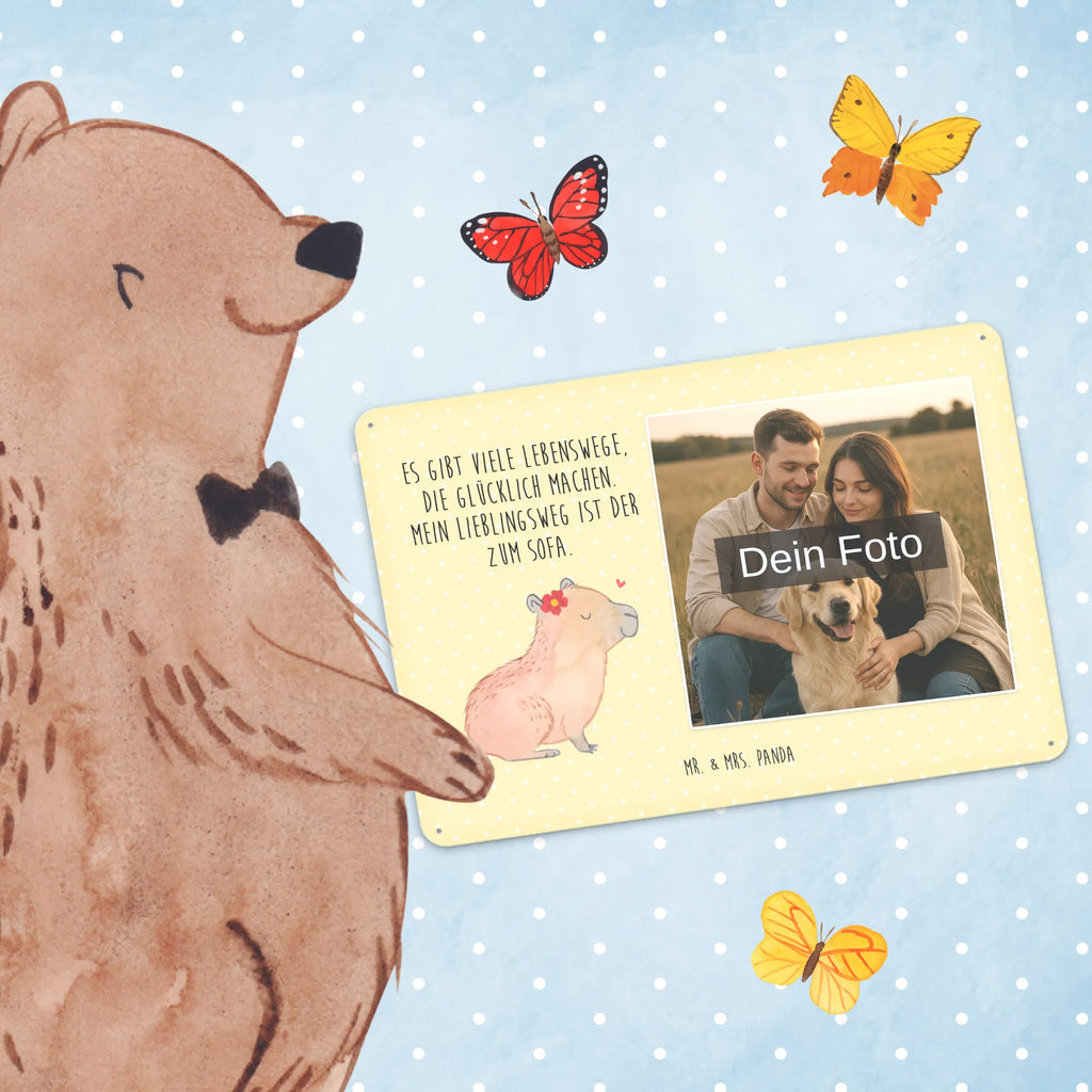 Personalized Photo Metal Sign Capybara flower small animals, cute, funny, cute animal motives, hand drawn, small world, funny sayings, good mood, happy, gifts, gift ideas, special gifts, animal lover, card