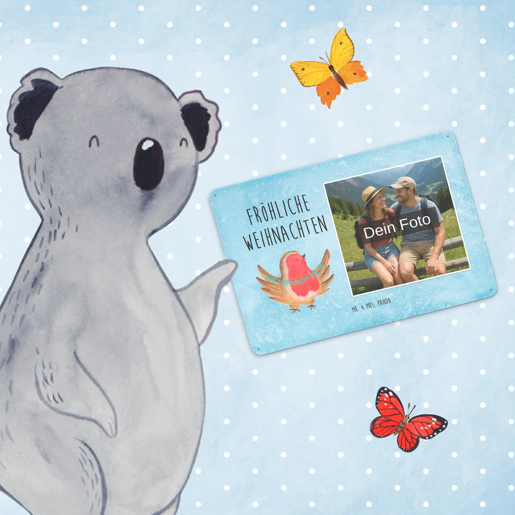 Personalized Photo Metal Sign robin Christmas Winter, Christmas, Christmas time, snow, Christmas Eve, Christmas motif, Merry Christmas, winter, bird, xmas, Christmas greeting