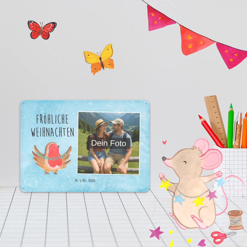 Personalized Photo Metal Sign robin Christmas Winter, Christmas, Christmas time, snow, Christmas Eve, Christmas motif, Merry Christmas, winter, bird, xmas, Christmas greeting