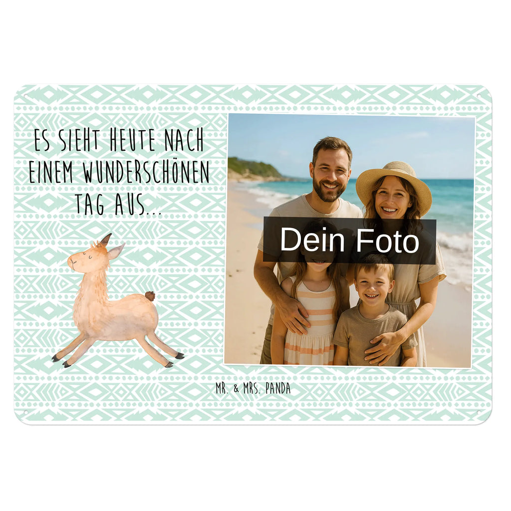 Spersonalizowany metalowy szyld ze zdjęciem lama Skakanie Lama, Alpaka