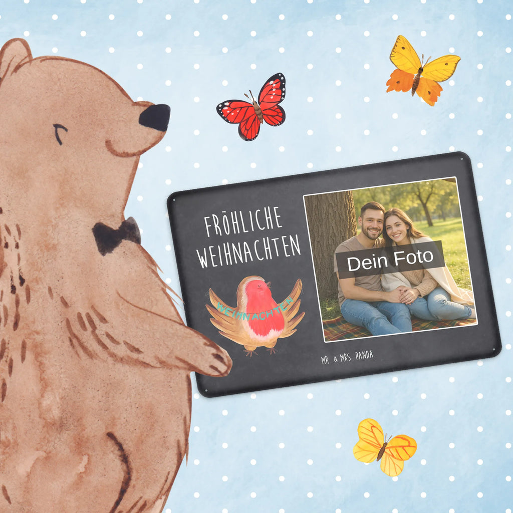 Personalized Photo Metal Sign robin Christmas Winter, Christmas, Christmas time, snow, Christmas Eve, Christmas motif, Merry Christmas, winter, bird, xmas, Christmas greeting