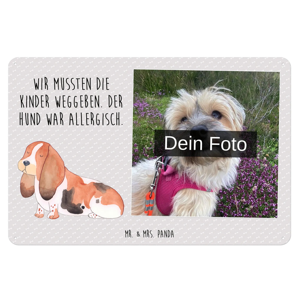 Spersonalizowany metalowy szyld ze zdjęciem pies Basset Hound Pies, motyw psa, zwierzę domowe, rasa psa, miłośnik zwierząt, właściciel psa, powiedzenia