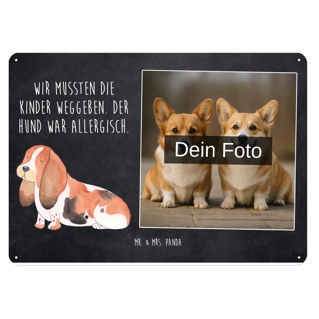 Spersonalizowany metalowy szyld ze zdjęciem pies Basset Hound Pies, motyw psa, zwierzę domowe, rasa psa, miłośnik zwierząt, właściciel psa, powiedzenia