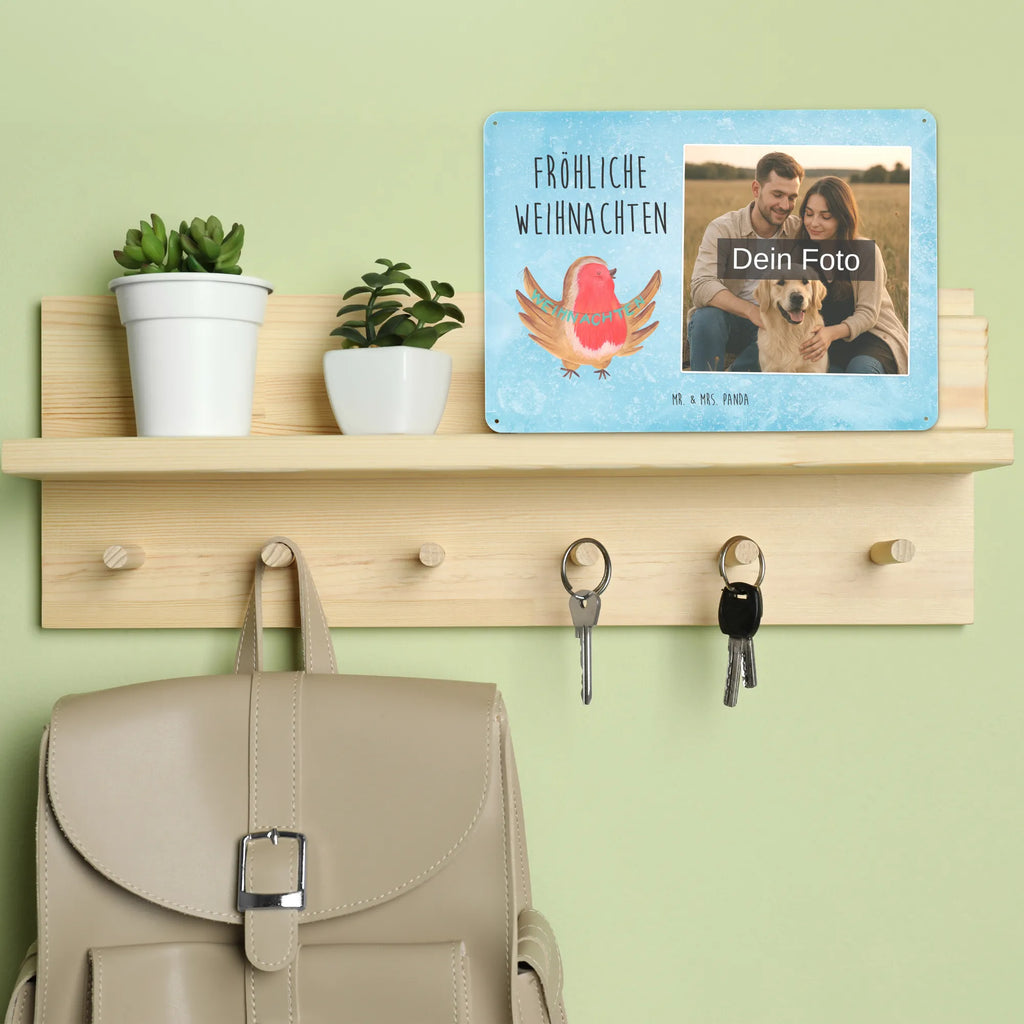 Personalized Photo Metal Sign robin Christmas Winter, Christmas, Christmas time, snow, Christmas Eve, Christmas motif, Merry Christmas, winter, bird, xmas, Christmas greeting