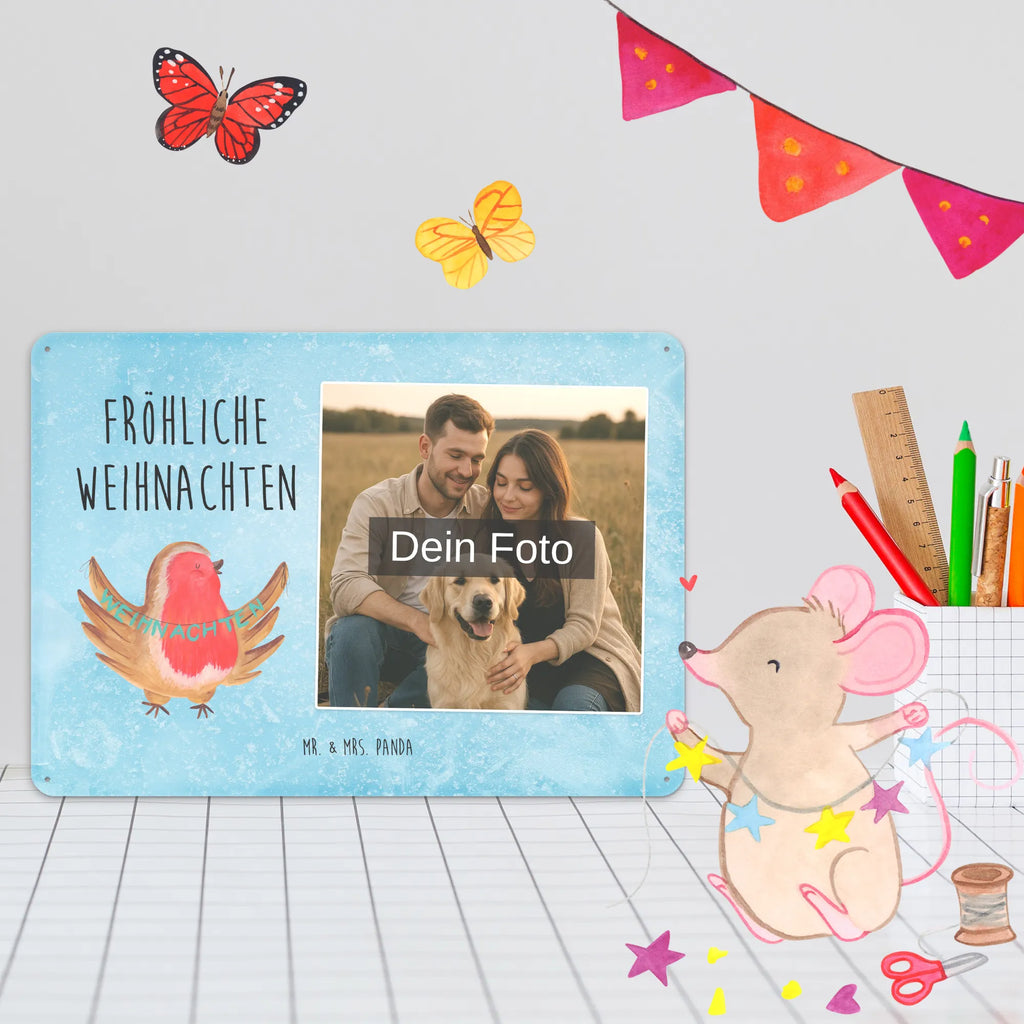 Personalized Photo Metal Sign robin Christmas Winter, Christmas, Christmas time, snow, Christmas Eve, Christmas motif, Merry Christmas, winter, bird, xmas, Christmas greeting