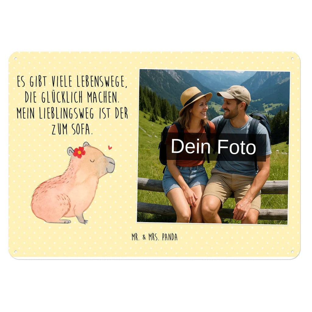 Personalized Photo Metal Sign Capybara flower small animals, cute, funny, cute animal motives, hand drawn, small world, funny sayings, good mood, happy, gifts, gift ideas, special gifts, animal lover, card