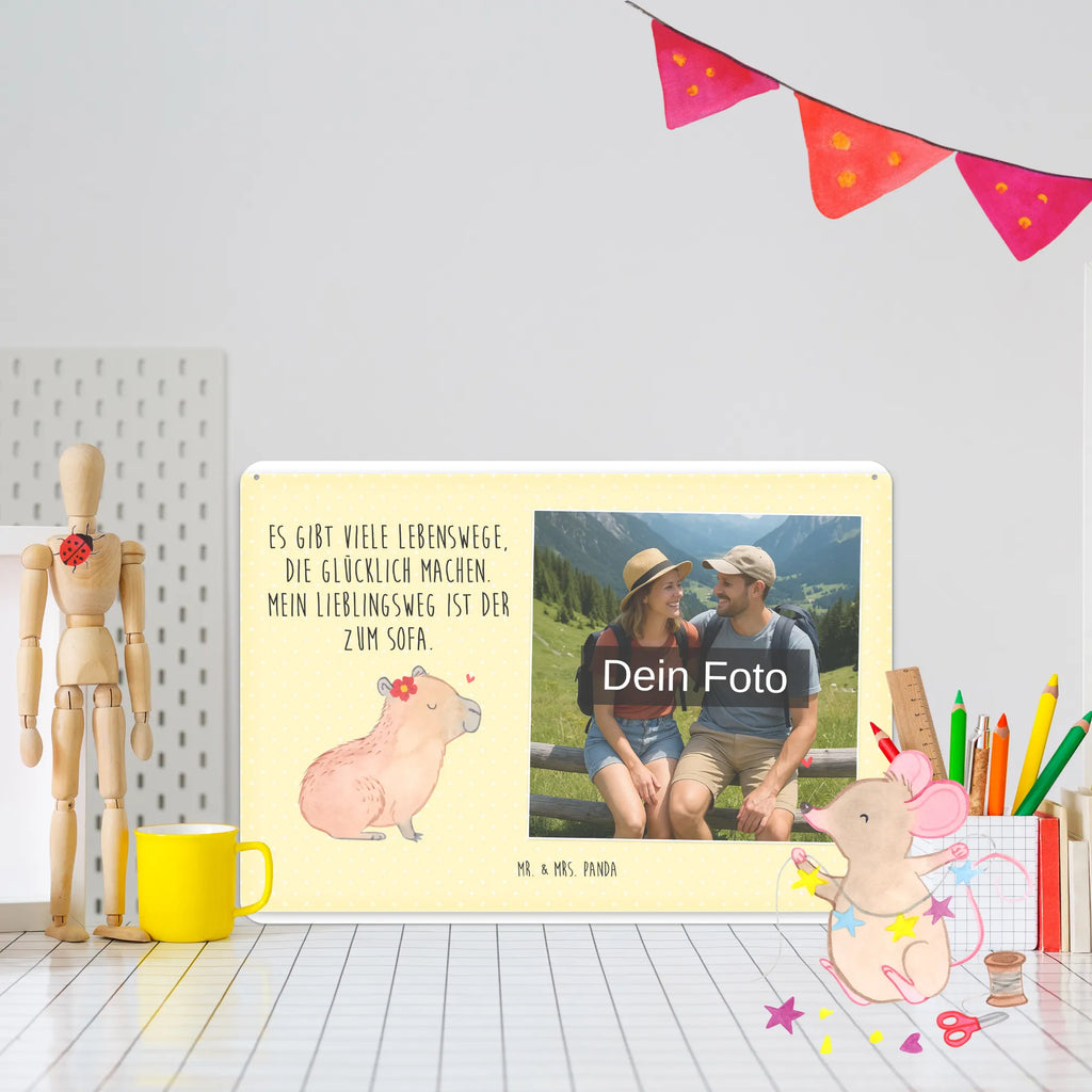 Personalized Photo Metal Sign Capybara flower small animals, cute, funny, cute animal motives, hand drawn, small world, funny sayings, good mood, happy, gifts, gift ideas, special gifts, animal lover, card