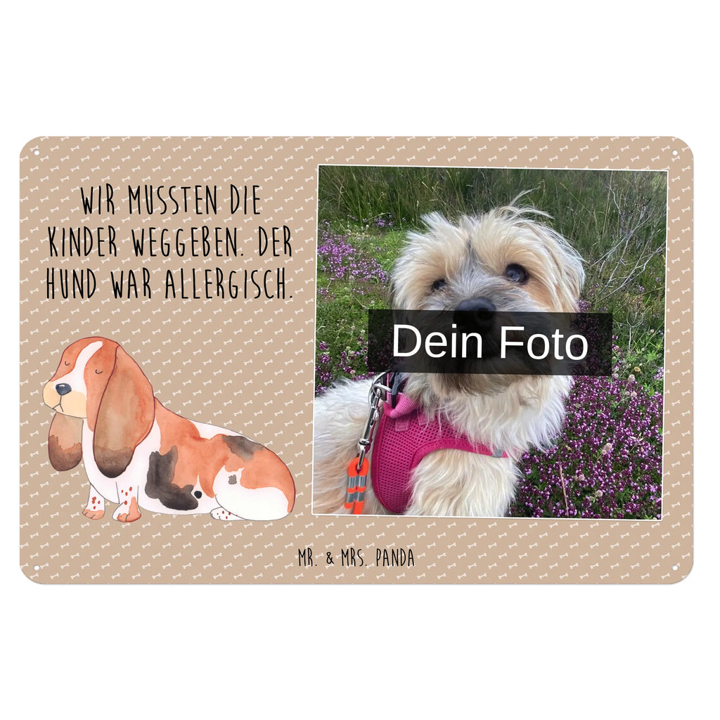 Spersonalizowany metalowy szyld ze zdjęciem pies Basset Hound Pies, motyw psa, zwierzę domowe, rasa psa, miłośnik zwierząt, właściciel psa, powiedzenia
