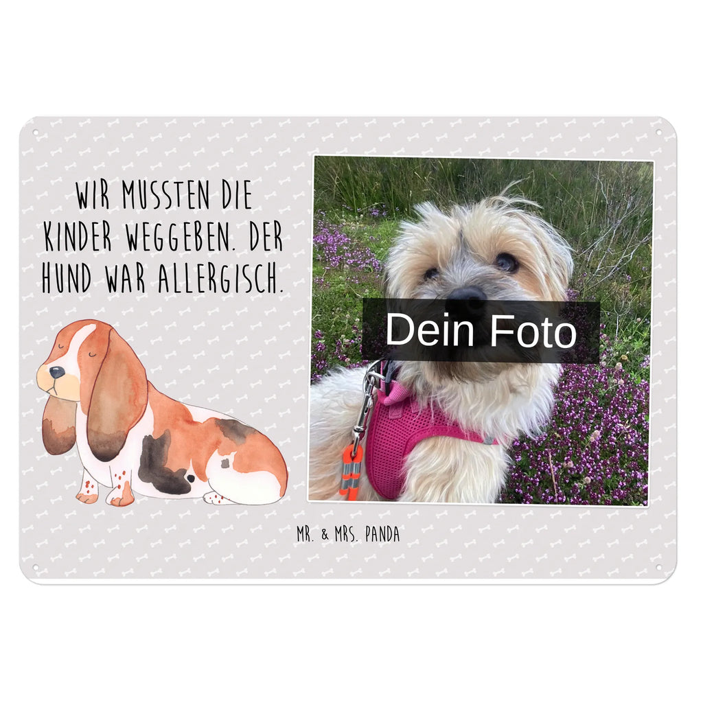 Spersonalizowany metalowy szyld ze zdjęciem pies Basset Hound Pies, motyw psa, zwierzę domowe, rasa psa, miłośnik zwierząt, właściciel psa, powiedzenia