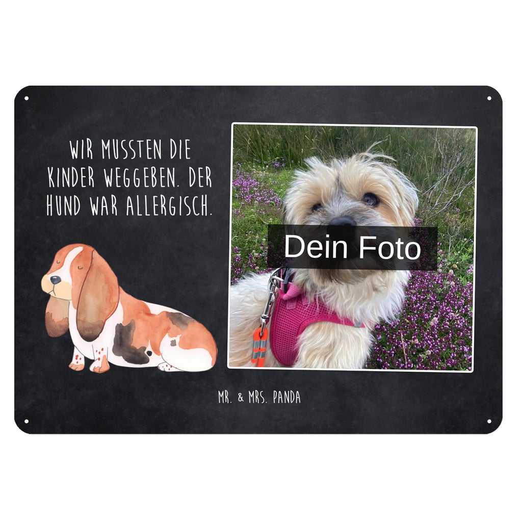 Spersonalizowany metalowy szyld ze zdjęciem pies Basset Hound Pies, motyw psa, zwierzę domowe, rasa psa, miłośnik zwierząt, właściciel psa, powiedzenia