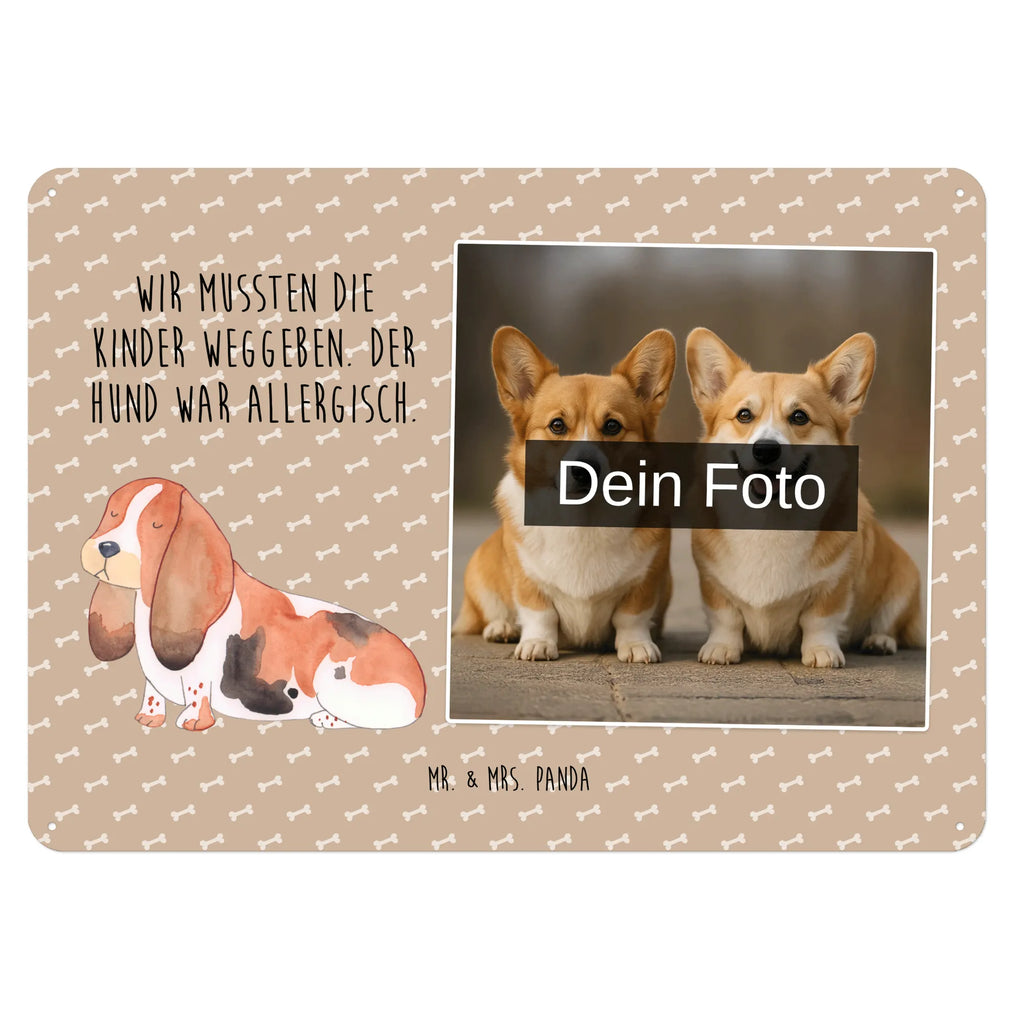 Spersonalizowany metalowy szyld ze zdjęciem pies Basset Hound Pies, motyw psa, zwierzę domowe, rasa psa, miłośnik zwierząt, właściciel psa, powiedzenia