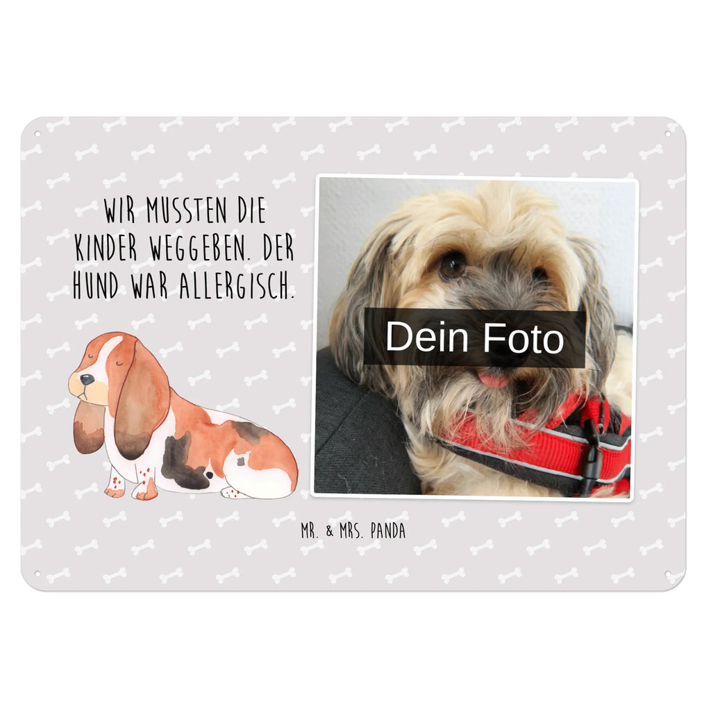 Spersonalizowany metalowy szyld ze zdjęciem pies Basset Hound Pies, motyw psa, zwierzę domowe, rasa psa, miłośnik zwierząt, właściciel psa, powiedzenia
