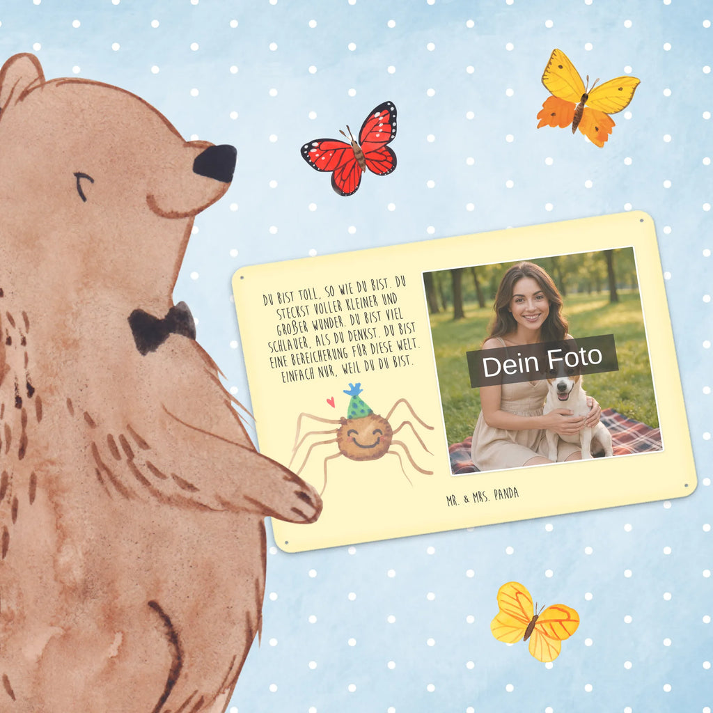 Personalisiertes Foto Blechschild Spinne Agathe Party