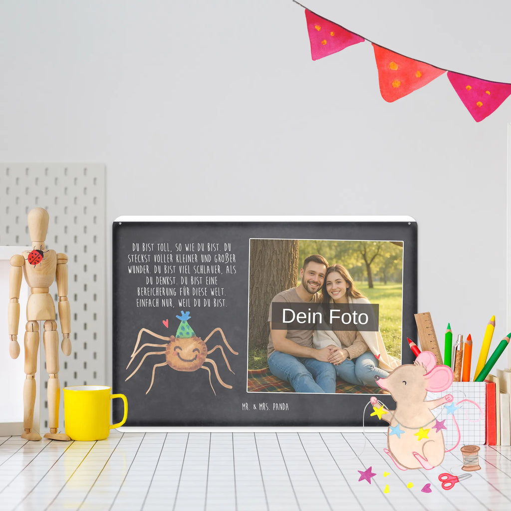 Personalisiertes Foto Blechschild Spinne Agathe Party
