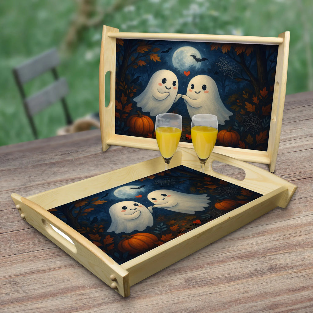 Servier Tablett Gespenster  Liebe  Design Küchentablett, Frühstückstablett, Holztablett, Tablett, Dekotablett, Serviertablett, Halloween, Deko, Martinssingen, Dekoration, Geschenke, Schenken, Verliebt, Paar, Gespenst