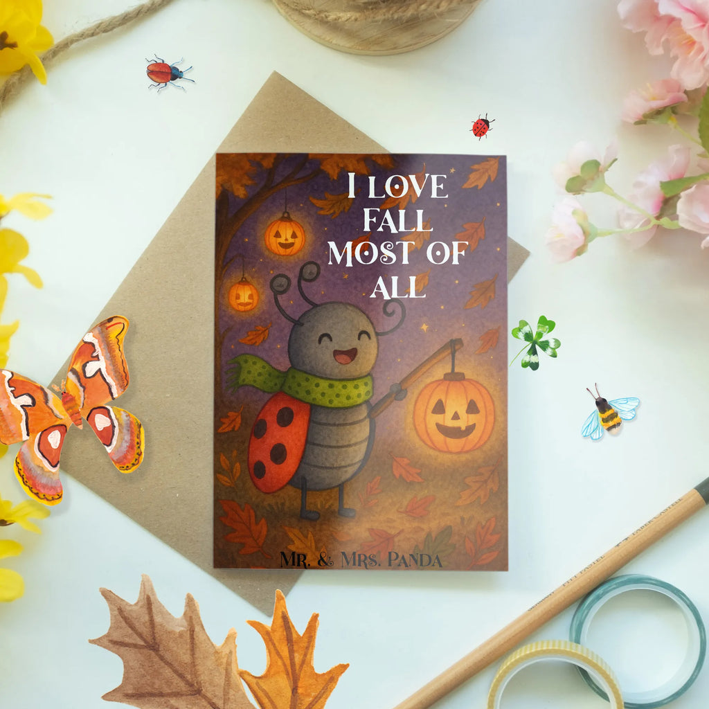 Grußkarte Smörle Laterne Design Klappkarte, Karte, Hochzeitskarte, Ansichtskarten, Geburtstagskarte, Grußkarte, Glückwunschkarte, Einladungskarte, Halloween, Deko, Martinssingen, Dekoration, Geschenke, Schenken, Marienkäfer, Laterne, Herbst