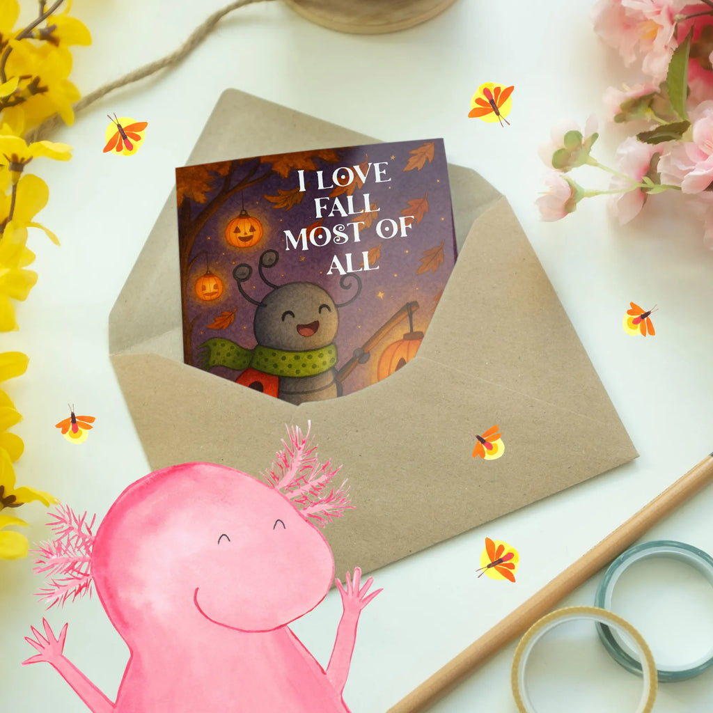 Grußkarte Smörle Laterne Design Klappkarte, Karte, Hochzeitskarte, Ansichtskarten, Geburtstagskarte, Grußkarte, Glückwunschkarte, Einladungskarte, Halloween, Deko, Martinssingen, Dekoration, Geschenke, Schenken, Marienkäfer, Laterne, Herbst