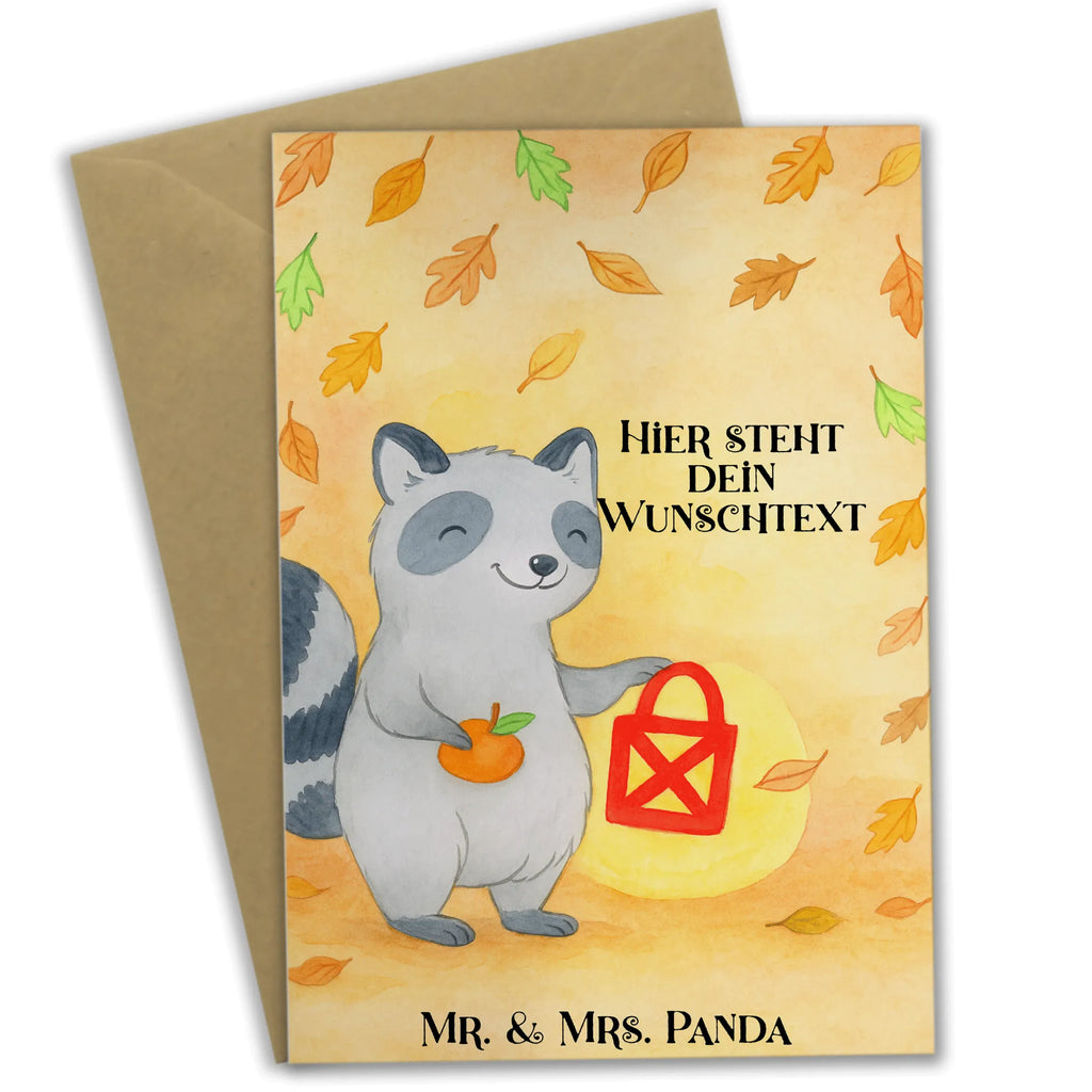 Personalisierte Grußkarte Waschbär Laterne Design Personalisierte Einladungskarte, Grußkarten personalisiert, Personalisierte Karte, Personalisierte Geburtstagskarte, Personalisierte Glückwunschkarte, Grußkarte als Geldgeschenk, Personalisierte Hochzeitskarte, Personalisierte Grußkarte, Personalisiertere Klappkarte, Grußkarte selbst gestalten, Grußkarte selber drucken, Grußkarte mit persönlichen Nachrichten, Grußkarte mit Namen, Halloween, Deko, Martinssingen, Dekoration, Geschenke, Schenken, Halloween Deko, Trick or Treat, Laterne, Herbst, Waschbär, Süßes sonst gibt's saures