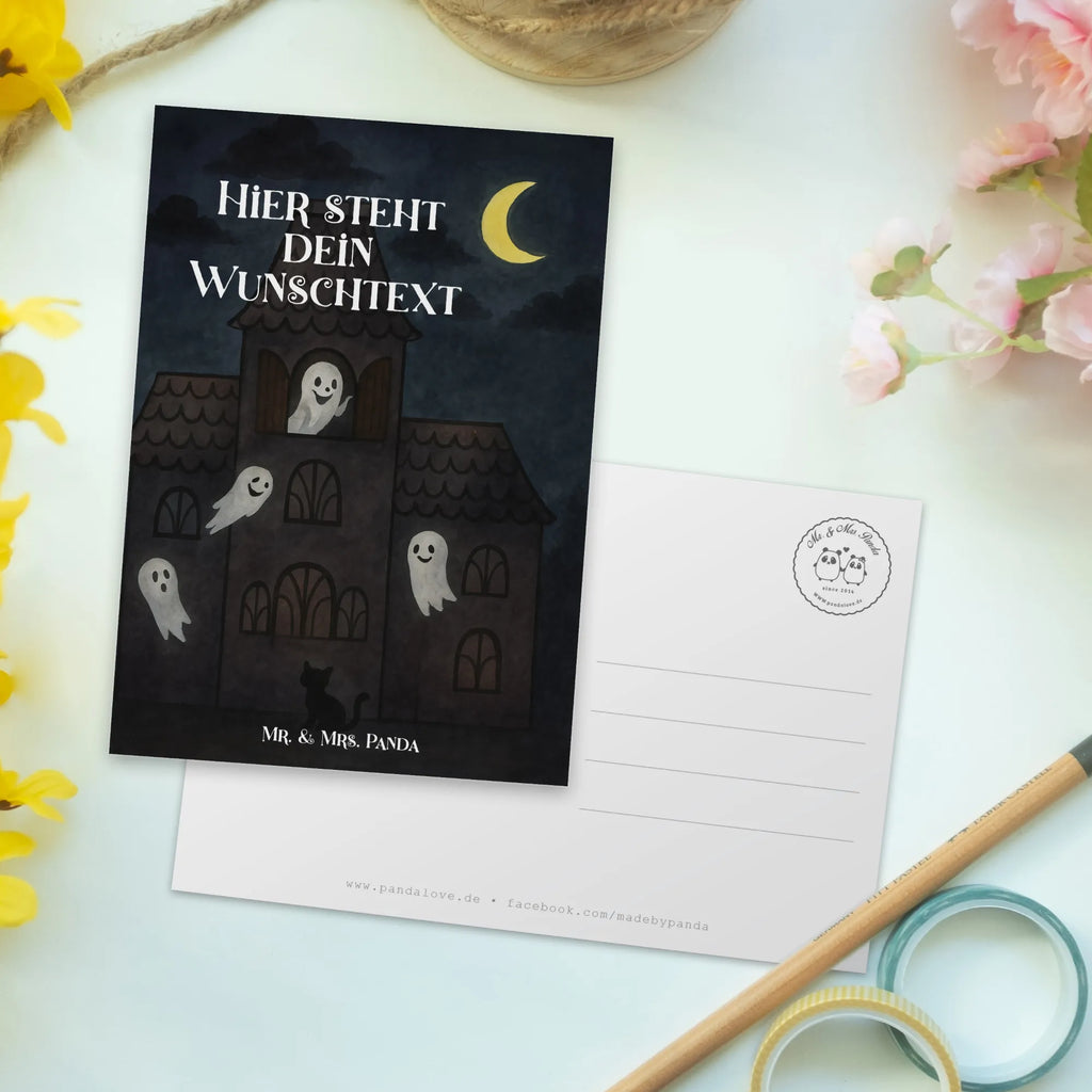 Personalisierte Postkarte Geister Villa Design Postkarte mit Wunschtext, Karte mit Namen, Geschenkkarte mit Namen, Postkarte mit Namen, Ansichtskarte mit Namen, Postkarte bedrucken, Ansichtskarte mit Wunschtext, Grußkarte mit Wunschtext, Karte mit Wunschtext, Einladung mit Namen, Einladung mit Wunschtext, Postkarte personalisierbar, Geschenkkarte mit Wunschtext, Grußkarte mit Namen, Halloween, Deko, Martinssingen, Dekoration, Geschenke, Schenken