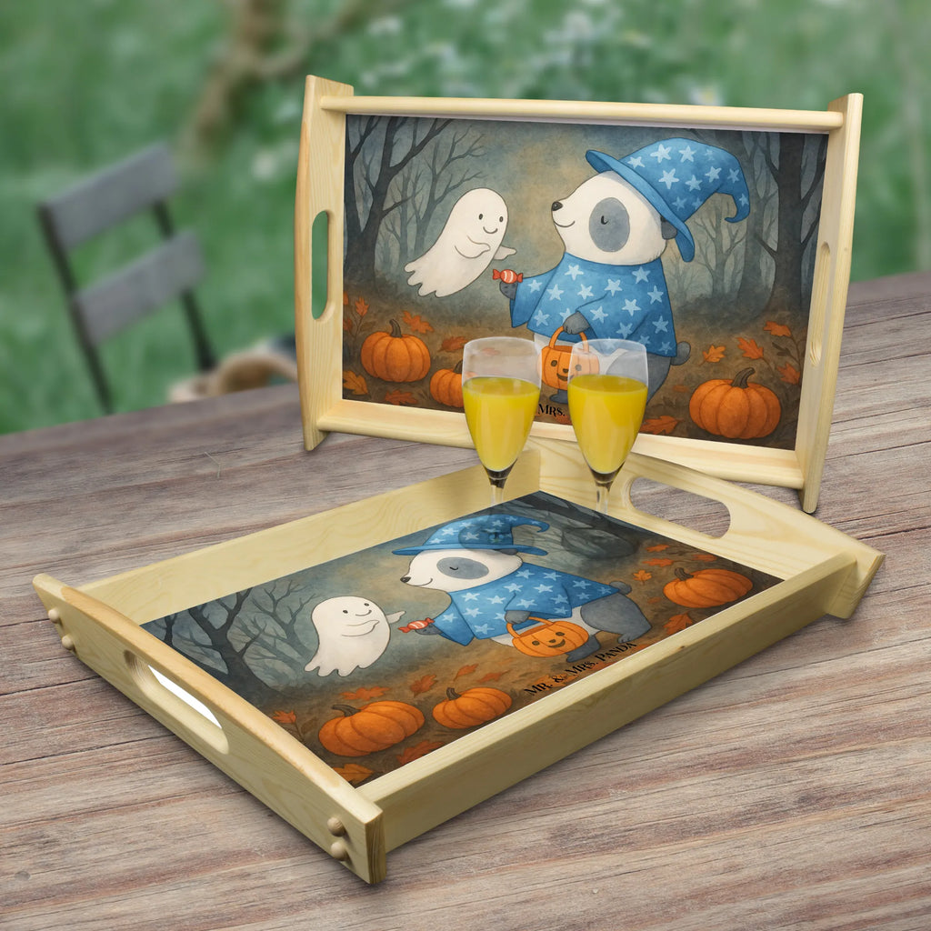 Tablett Panda Zauberer Design Dekotablett, Küchentablett, Frühstückstablett, Serviertablett, Tablett, Holztablett, Halloween, Deko, Martinssingen, Dekoration, Geschenke, Schenken, Trick or Treat, Zauberer, Panda, Gespenst, Halloween Deko, Süßes sonst gibt's saures