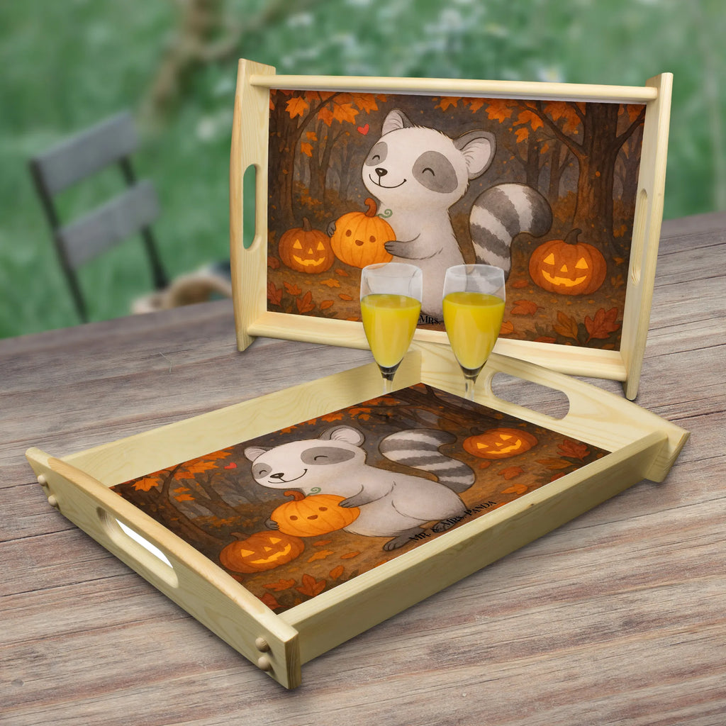 Frühstückstablett Waschbär Kürbis Design Tablett, Frühstückstablett, Küchentablett, Holztablett, Serviertablett, Dekotablett, Halloween, Deko, Martinssingen, Dekoration, Geschenke, Schenken, Halloween Deko, Kürbis, Süßes sonst gibt's saures, Trick or Treat, Waschbär