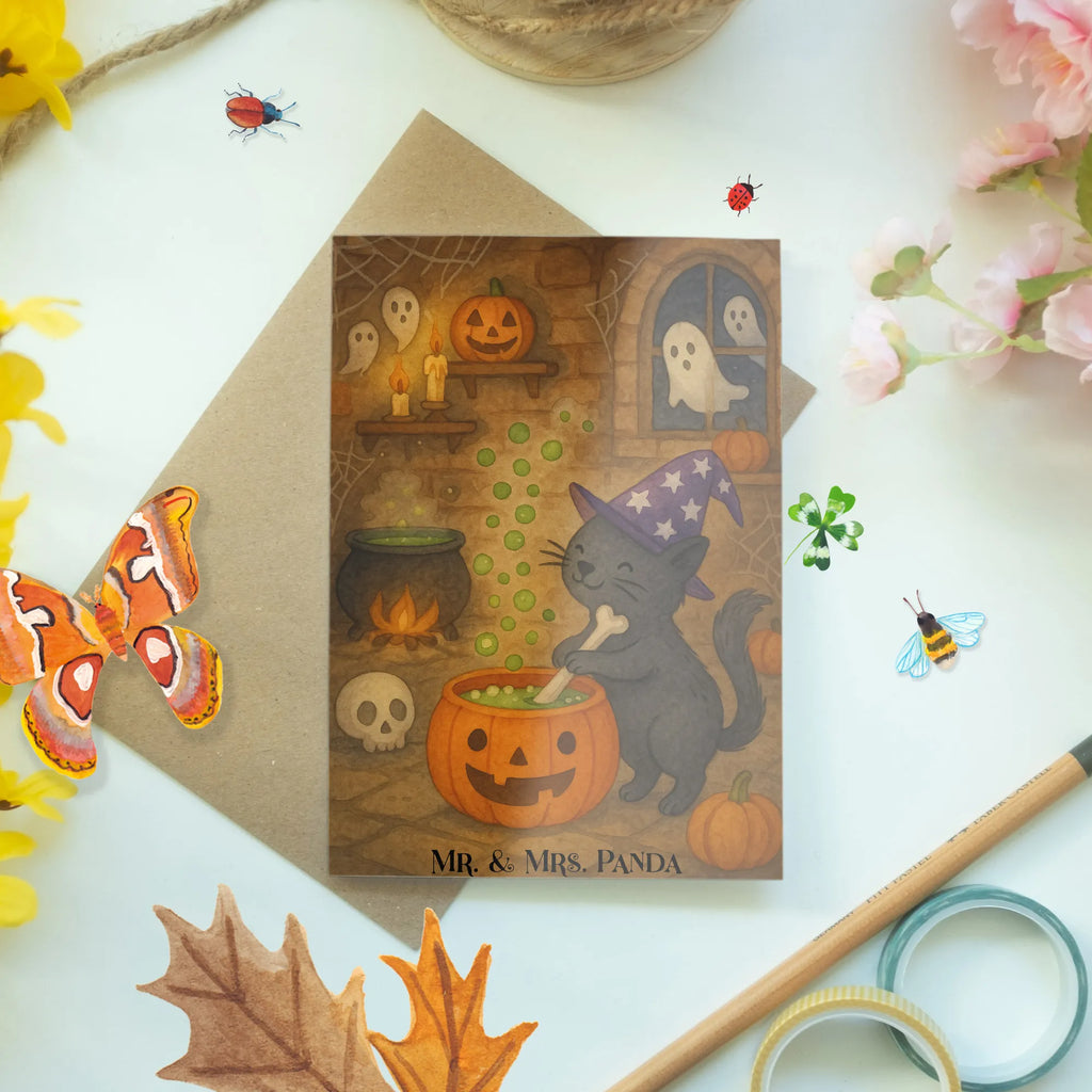 Grußkarte Kater Hexenkessel Design Klappkarte, Ansichtskarten, Karte, Grußkarte, Glückwunschkarte, Hochzeitskarte, Geburtstagskarte, Einladungskarte, Halloween, Deko, Martinssingen, Dekoration, Geschenke, Schenken, Hexe, Zaubern, Hexenkessel, Zaubertrank, Kater