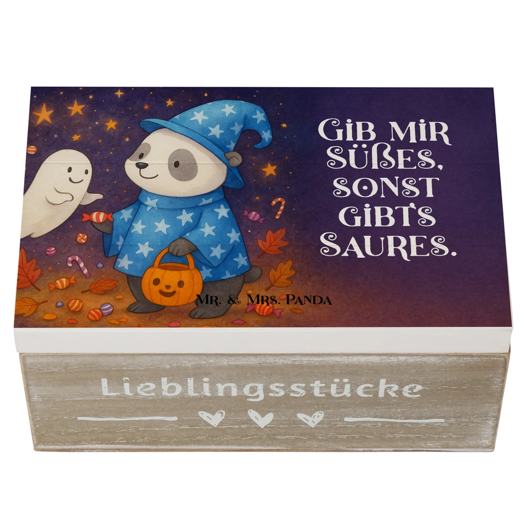 Holzkiste Panda Zauberer Design Kiste, Geschenkbox, Schatzkiste, XXL, Truhe, Aufbewahrungsbox, Holzkiste, Geschenkdose, Erinnerungsbox, Dekokiste, Erinnerungskiste, Schatulle, Halloween, Deko, Martinssingen, Dekoration, Geschenke, Schenken, Gespenst, Halloween Deko, Süßes sonst gibt's saures, Zauberer, Panda, Trick or Treat